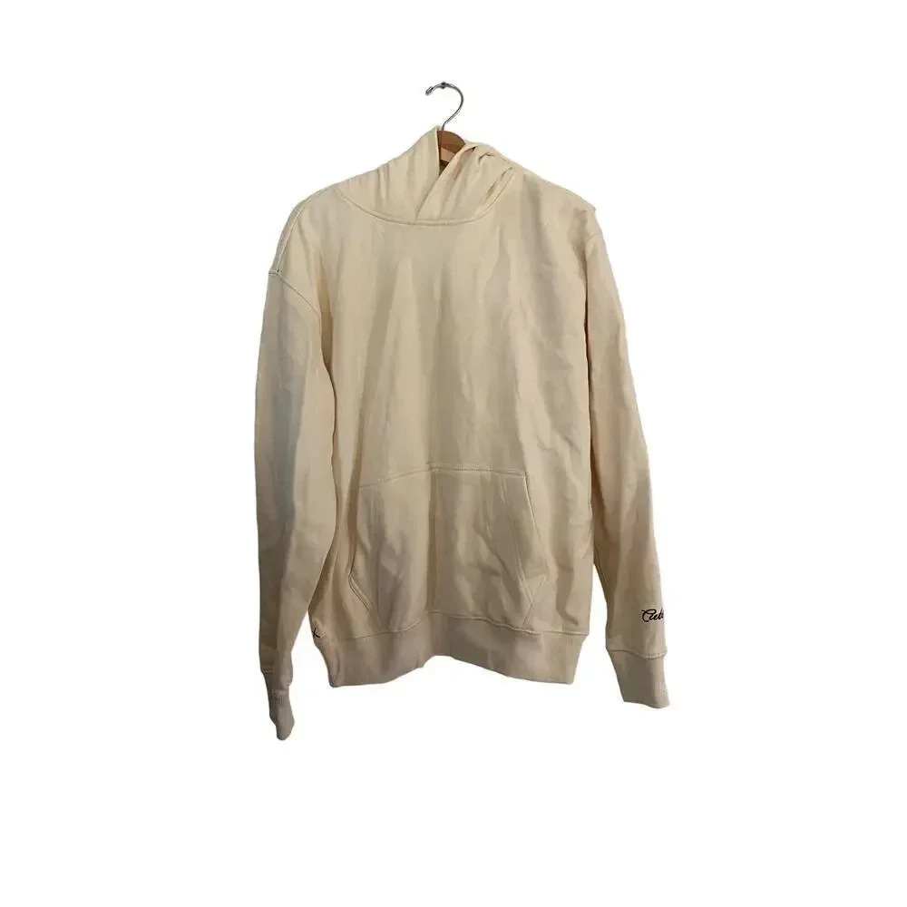 Cuts Clothing Curve Mens Cream Pullover Hoodie Size Medium